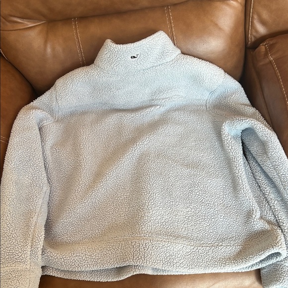 Vineyard Vines Pale Blue Sherpa Quarter-Zip Pullover - Picture 4 of 5